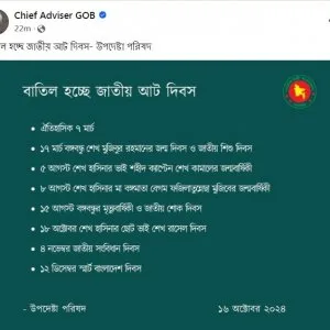 বাতিল হচ্ছে জাতীয় আট দিবস
